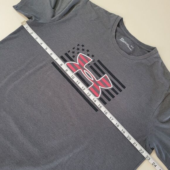 Under Armour Men's Gray Patriotic Heatgear Loose Fit Short Sleeve Tee - Picture 4 of 13